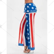 High Waisted American Flag Wide Leg Pants - Royal Blue Fansmadedirect