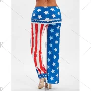 High Waisted American Flag Wide Leg Pants - Royal Blue Fansmadedirect