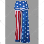 High Waisted American Flag Wide Leg Pants - Royal Blue Fansmadedirect