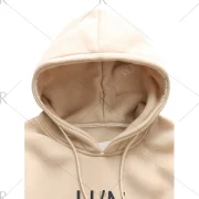 Hooded Graphic Print Drawstring Hoodie - ight Khaki Fansmadedirect