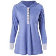 Hooded Henley T-shirt - Light Steel Blue Fansmadedirect