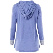 Hooded Henley T-shirt - Light Steel Blue Fansmadedirect