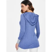 Hooded Henley T-shirt - Light Steel Blue Fansmadedirect