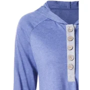 Hooded Henley T-shirt - Light Steel Blue Fansmadedirect