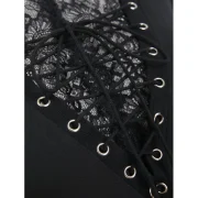 Hooded Lace Up Dip Hem Dress - Black Fansmadedirect