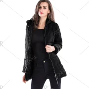 Hooded Long Zip Up Down Coat - Black Fansmadedirect