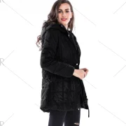 Hooded Long Zip Up Down Coat - Black Fansmadedirect