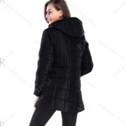 Hooded Long Zip Up Down Coat - Black Fansmadedirect