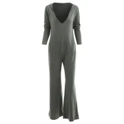 Hooded Low Cut Wide Leg Jumpsuit - Army Green Fansmadedirect