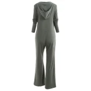 Hooded Low Cut Wide Leg Jumpsuit - Army Green Fansmadedirect