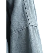 Hooded Pockets Long Denim Coat - Blue Gray One Fansmadedirect