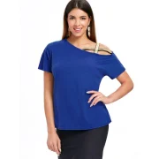 hort leeve Criss Cross T-shirt - Blue Fansmadedirect