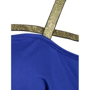 hort leeve Criss Cross T-shirt - Blue Fansmadedirect