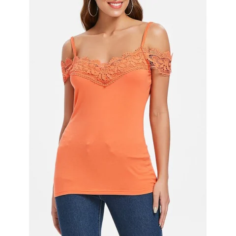 houlder Cut lim Fit T-shirt - Papaya Orange Fansmadedirect