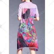 Irregular Hem 3D Print Dress - Purple Fansmadedirect