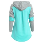 Kangaroo Pocket Armhole Two Tone Hoodie - Medium Turquoise Fansmadedirect