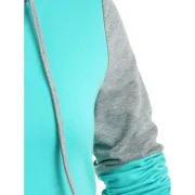 Kangaroo Pocket Armhole Two Tone Hoodie - Medium Turquoise Fansmadedirect