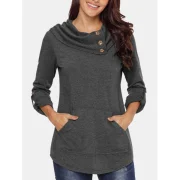 Kangaroo Pocket Cowl Neck Sweatshirt - Gray Fansmadedirect