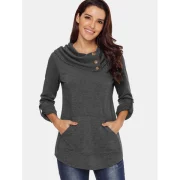Kangaroo Pocket Cowl Neck Sweatshirt - Gray Fansmadedirect