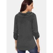 Kangaroo Pocket Cowl Neck Sweatshirt - Gray Fansmadedirect