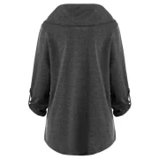Kangaroo Pocket Cowl Neck Sweatshirt - Gray Fansmadedirect