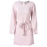 Keyhole Back Long Sleeve Dress - Light Pink Fansmadedirect