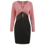 Keyhole equins Bodycon Dress - Light Coral Fansmadedirect