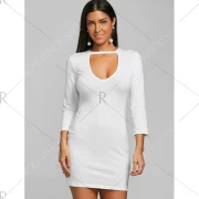 Keyhole Mini Bodycon Dress - White Fansmadedirect