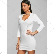 Keyhole Mini Bodycon Dress - White Fansmadedirect