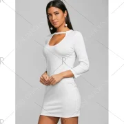 Keyhole Mini Bodycon Dress - White Fansmadedirect