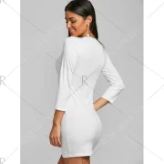 Keyhole Mini Bodycon Dress - White Fansmadedirect