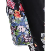 Keyhole Neckline Split Sleeves Floral Dress - Black Fansmadedirect