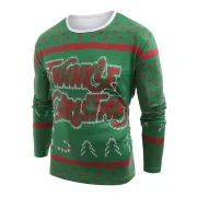 Knitted weater Print Christmas Long leeve T-shirt - Medium pring Green Fansmadedirect