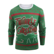 Knitted weater Print Christmas Long leeve T-shirt - Medium pring Green Fansmadedirect