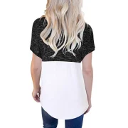 Knot Hem pace Dye Color Block Top - Black Fansmadedirect