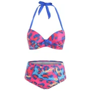 Knotted Printed Underwire Bikini Set - Fansmadedirect