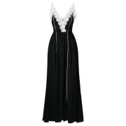 Lace Applique Contrasting axi Dress - Black Fansmadedirect