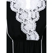 Lace Applique Contrasting axi Dress - Black Fansmadedirect