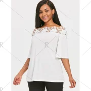 Lace Applique Off The Shoulder Blouse - White Fansmadedirect