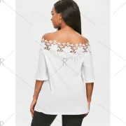 Lace Applique Off The Shoulder Blouse - White Fansmadedirect