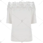 Lace Applique Off The Shoulder Blouse - White Fansmadedirect