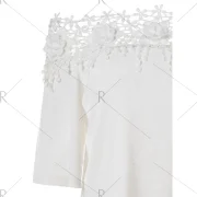Lace Applique Off The Shoulder Blouse - White Fansmadedirect