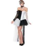 Lace Corset and Long Asymmetrical kirt - Black Fansmadedirect