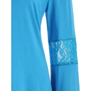 Lace Insert Bell Sleeves T-shirt - Glacial Blue Ice Fansmadedirect