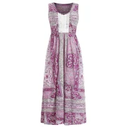 Lace Insert Bohemian Print axi Dress - Fansmadedirect