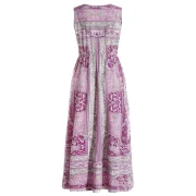 Lace Insert Bohemian Print axi Dress - Fansmadedirect