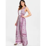 Lace Insert Bohemian Print axi Dress - Fansmadedirect