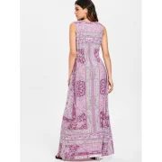 Lace Insert Bohemian Print axi Dress - Fansmadedirect