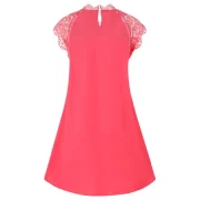Lace Insert Swing ini Dress - Watermelon Pink Fansmadedirect