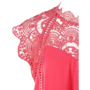 Lace Insert Swing ini Dress - Watermelon Pink Fansmadedirect